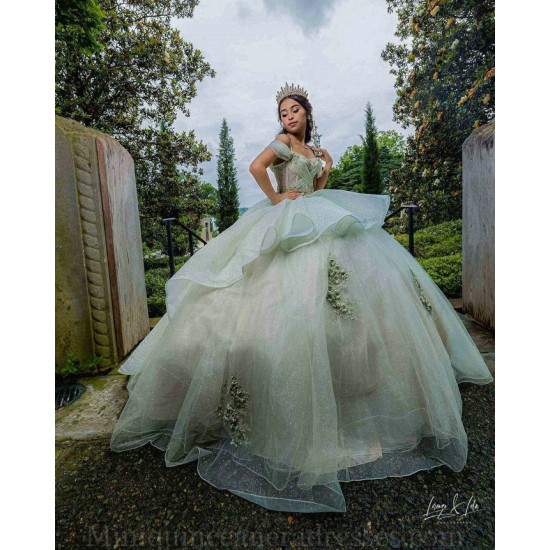 Birthday Party Dress Off Shoulder Sage Green Quince Dresses Lace Appliques Vestidos De 15 Anos Sweetheart Neck 2024 Instagram Gowns