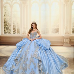 Customized Sky Blue Quinceanera Dress Ball Gown Lace Applique Sweet 16 Vestidos De 15 Anos