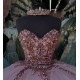 Glitter Pink Quinceanera Dress Sweetheart Neck Ball Gown Crystal Corset Sweet 16 Vestidos De 15 Anos