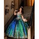 Green On Blue Quince Dress Off Shoulder 15 Anos Lace Appliques Sequin Women 2024 Ball Gown Sweetheart Neck Girl Birthday Gowns