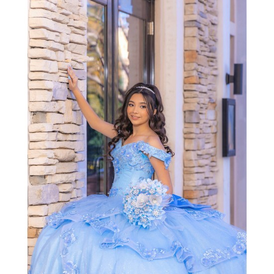 Off Shoulder Sky Blue Quinceanera Dress Ball Gown Lace Applique Mexico Sweet 16 Vestido De 15 Anos