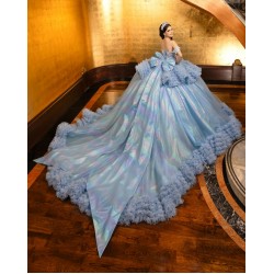 Ruffles Ball Gown Sky Blue Quinceanera Dresses for Women Sweet 15 Gowns Party Vestido De Baile Customized