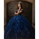 Sweetheart Neck Navy Blue Quinceanera Dress Lace Appliques Sweet 15 Gowns Off Shoulder 2024 Instagram Gowns Vestidos De 15 Anos