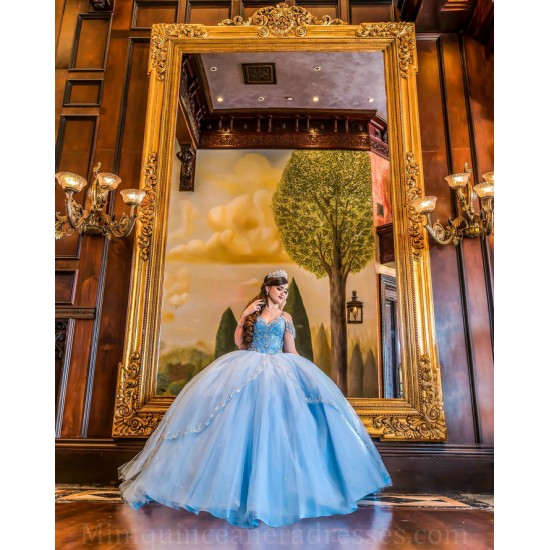 V Neck Sky Blue Quince Dress Spaghetti Strap 15 Anos Crystal Sleeveless 15 Year Old Birthday Party Gowns