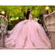 Off Shoulder Pink Quince Dress Sweetheart Neck Instagram Gowns Birthday Party Dresses Lace Appliques Vestidos De 15 Anos