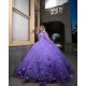 Cape Sleeve Lilac Quinceanera Dress 3D Flowers Wear Pageant 2024 Ball Gown Princess Dresses Sweetheart Neck Sweet 15 Gowns