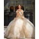 Champagne Quinceanera Dress Sequin Vestidos De 15 Anos Off Shoulder Wear Pageant Lace Appliques Girl 15 Birthday Party Gowns