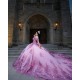 Pearl Quince Dress Lilac Vestidos De 15 Anos Lace Appliques Sweetheart Neck Wear Pageant Off Shoulder Girl Birthday Party Gown