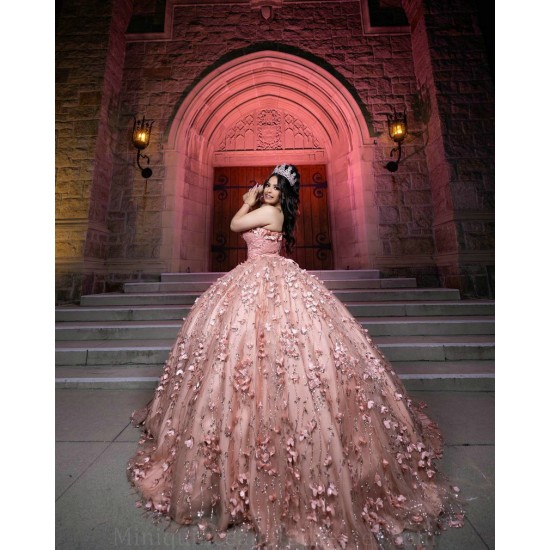 Sweetheart Neck Quince Dress Rsoe Gold Vestidos De 15 Anos Cape Sleeve Wear Pageant Girl Birthday Party Gown With 3D Flowers