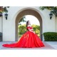 Off Shoulder Red Quince Dresses Sweetheart Neck 15 Birthday Party Gowns Lace Appliques Vestidos De XV Anos Ball Gown Princess Dress