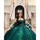 Detachable Emerald Green Quince Dress Lace Appliques Sequin Girls Sweet 16 Dresses Sweetheart Neck Vestidos De 15 Anos