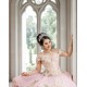 Off Shoulder Pink Quince Dress Sequin Sweetheart Neck Vestidos De 15 Anos Lace Appliques Birthday Party Robe
