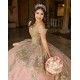 Sequin Rose Gold Quince Dress Sweetheart Neck Girls Birthday Party Gown Lace Appliques Wear Pageant Off Shoulder Vestidos De 15 Anos