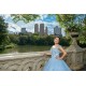 Sleeveless Sky Blue Quince Dress Lace Appliques Girls Ball Gown Sweet 16 Dresses V Neck Vestidos De 15 Anos