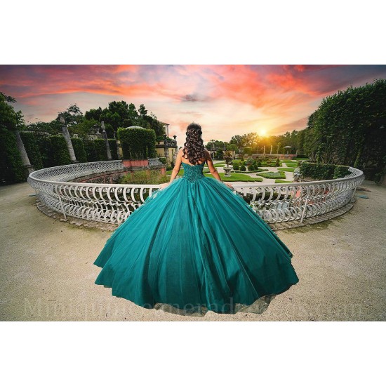 Strapless Green Quince Dress V Neck Sleeveless Vestidos De 15 Anos Lace Appliques Sweet 15 Gowns