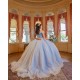 Off Shoulder 15 Anos Sky Blue Quince Dress Lace Appliques Girl Birthday Gowns Sweetheart Neck Sweet 15 Gowns